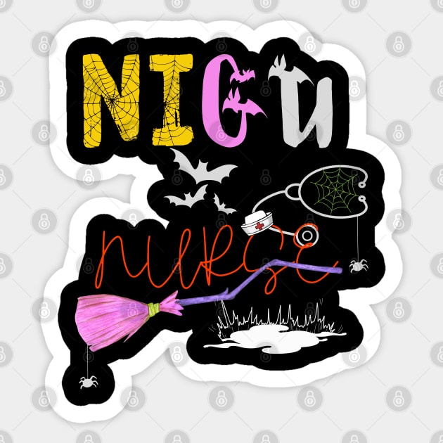 NICU Nurse Halloween RN ICU Neonatal Nursing Witch on Broom Sticker by Adam4you